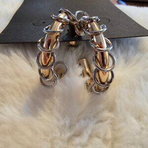 {2/$30} Silver and Gold Medium Hoops. NWT. Grunge Goth Glam Steampunk Edgy Moto